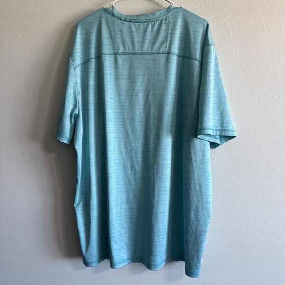 Tommy Bahama Shirt Mens 2XL Blue Wave Crest Henley Performance Stretch‎ Athletic - Picture 5 of 6